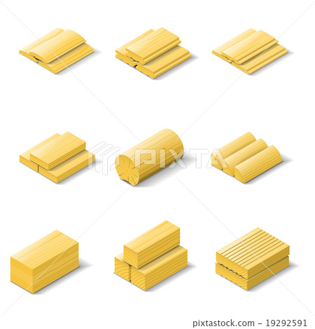 Lumber isometric detailed icon set 19292591