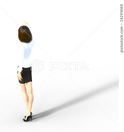 Business woman pointing at the sky perming3DCG Illustration material 19293669