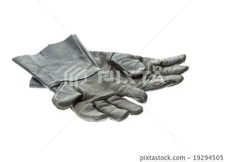 Old black work glove isolated on white Old black work glove isolated on white 19294505