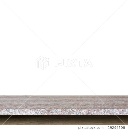 Empty top of natural stone table isolated on white background Empty top of natural stone table isolated on white background 19294506
