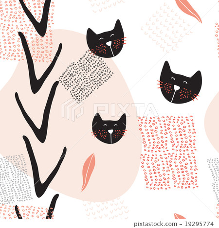 Abstract seamless background pattern with cats 19295774