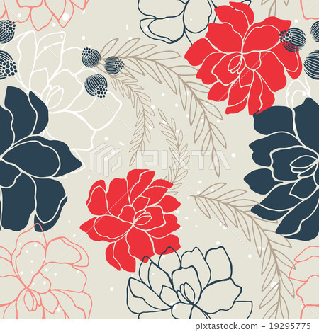 Hand drawn floral seamless background pattern Hand drawn floral seamless background pattern 19295775
