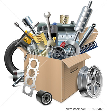 Vector Carton Box with Car Spares 19295878