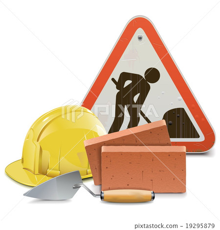 Vector Construction Concept with Bricks and Trowel 19295879
