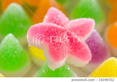Many bright color jelly candies. 19296502