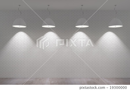 white brick wall with concrete floor at night,3d  19300000