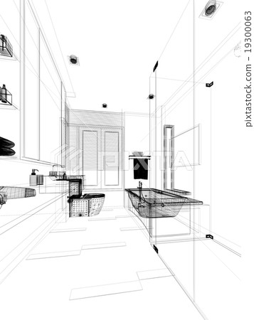 abstract sketch design of interior bathroom  19300063