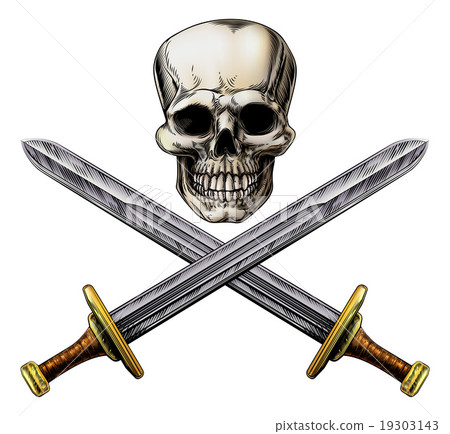 Skull and Cross Swords Pirate Sign Skull and Cross Swords Pirate Sign 19303143