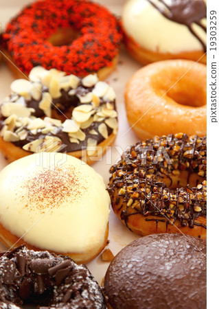 Varieties of decorated donuts Varieties of decorated donuts 19303259