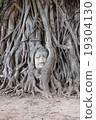 Head of Buddha statue in the tree roots at Wat Mah 19304130
