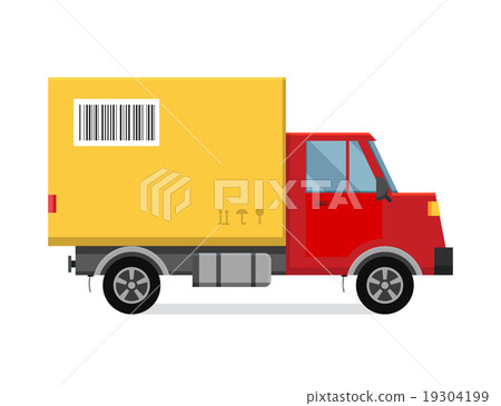 Delivery vector transport truck van and gift box 19304199