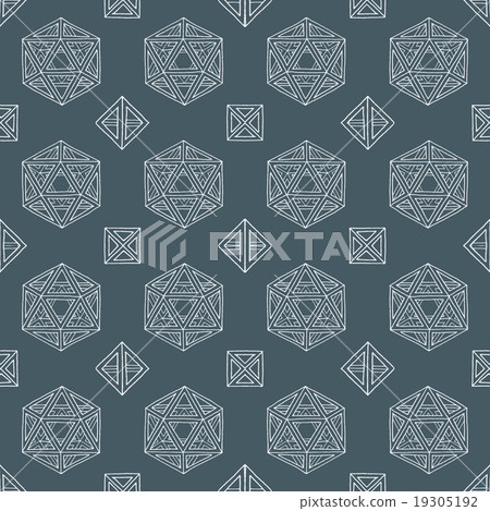 hand drawn polyhedrons seamless pattern. 19305192