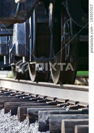 Image with three wheels of the old train Image with three wheels of the old train 19305507