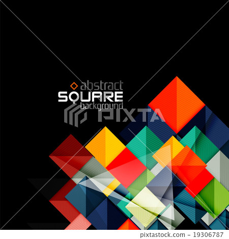 Glossy color squares on black. Geometric abstract Glossy color squares on black. Geometric abstract 19306787