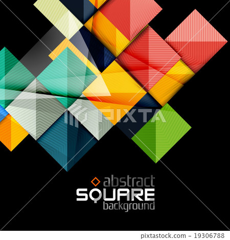 Glossy color squares on black. Geometric abstract Glossy color squares on black. Geometric abstract 19306788