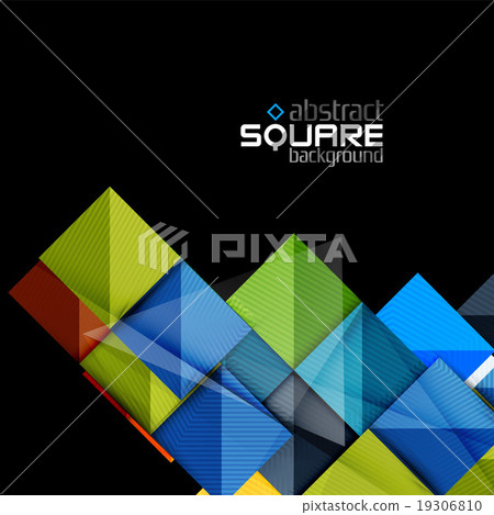 Glossy color squares on black. Geometric abstract Glossy color squares on black. Geometric abstract 19306810