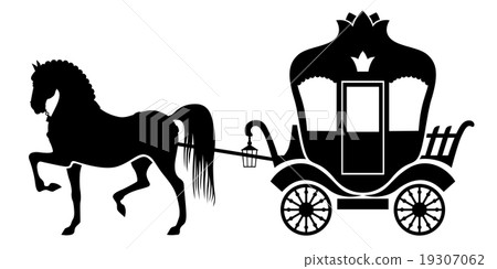 Silhouette carriage and horse 19307062