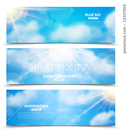 Sun through clouds sky banners set 19307669