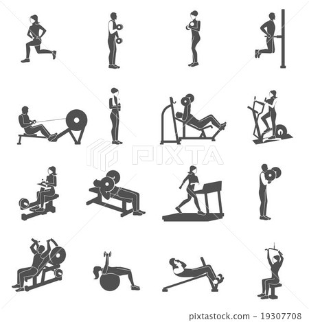 Gym Workout People Flat 19307708