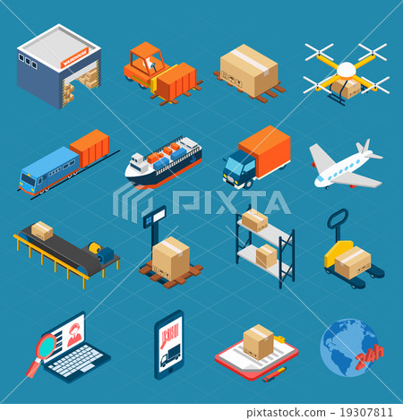 Isometric Logistic Icons 19307811