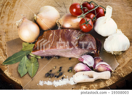 Smoked pork with herbs and spices. 19308003