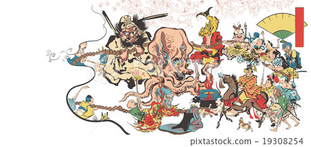 Kawabe Kokusai神聖的戰士Hyakkebama的一百個瘋狂的頭屑例證 19308254