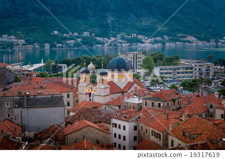 Kotor old town ant cathedral night view Kotor old town ant cathedral night view 19317619