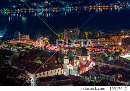 Kotor old town ant Catholic Cathedral at night Kotor old town ant Catholic Cathedral at night 19317642