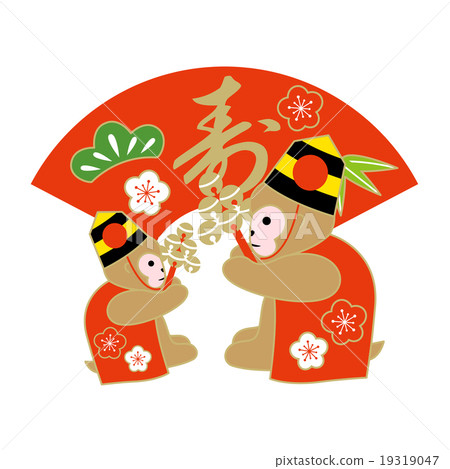 猴子新年卡（黃道十二宮）的插圖 19319047