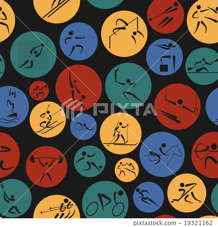 Sport seamless pattern. Flat style - Stock Illustration [19321162] - PIXTA