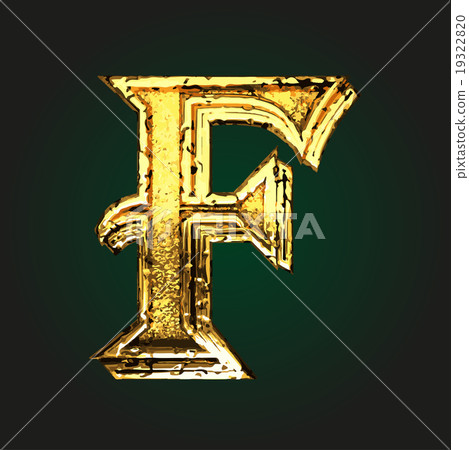 f vector golden letter - Stock Illustration [19322820] - PIXTA