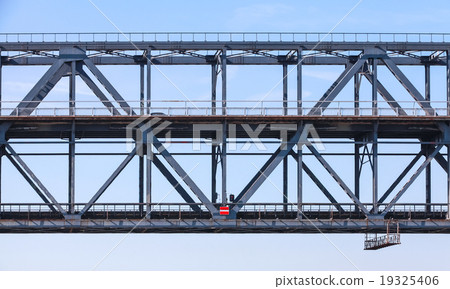 Steel truss bridge fragment with two levels Steel truss bridge fragment with two levels 19325406