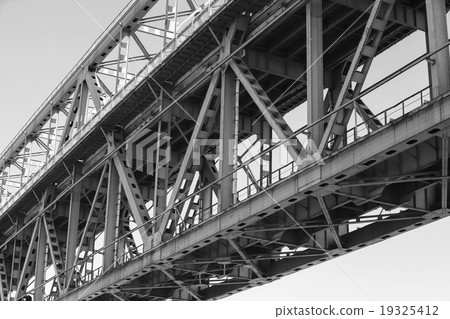 Old steel truss bridge construction fragment Old steel truss bridge construction fragment 19325412