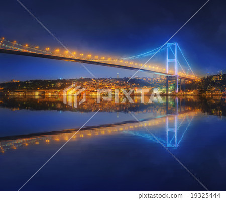 View of Bosphorus bridge at night Istanbul View of Bosphorus bridge at night Istanbul 19325444