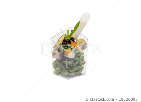 mini canape with meat and vegetables on a white ba mini canape with meat and vegetables on a white ba 19326003