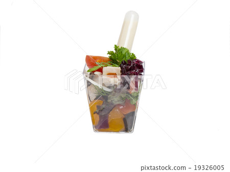mini canape with meat and vegetables on a white ba mini canape with meat and vegetables on a white ba 19326005