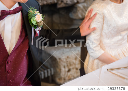 Bride grooming caring for the bride 19327876