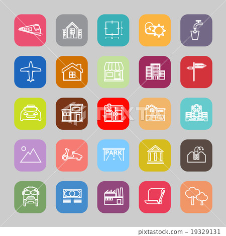 Real estate flat line icons 19329131