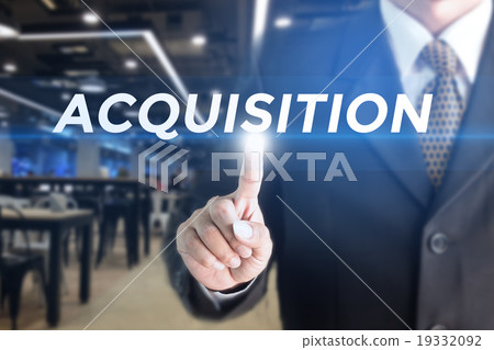 Businessman finger touch screen  text ACQUISITION 19332092