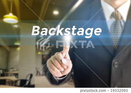 Businessman finger touch screen with text Backstag 19332093
