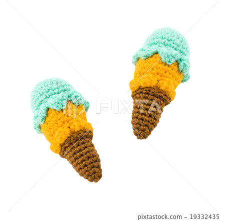 two different flavor ice creams with cone on white two different flavor ice creams with cone on white 19332435