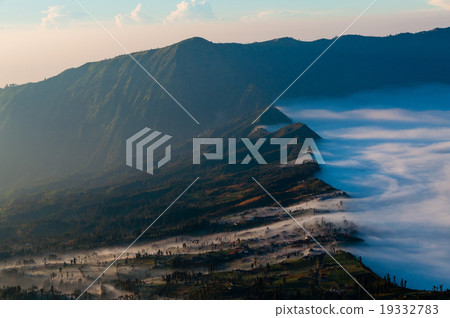 Haze Sliding through the Mountains of volcano 19332783