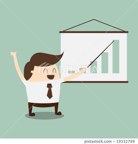 young businessman points to chart of profit young businessman points to chart of profit 19332789