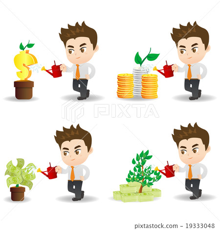 cartoon businessman with money tree - Stock Illustration [19333048] - PIXTA
