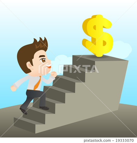 cartoon illustration Businessman reaching goal 19333070