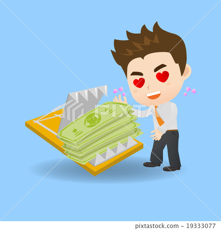 cartoon Businessman fall into finance trap 19333077