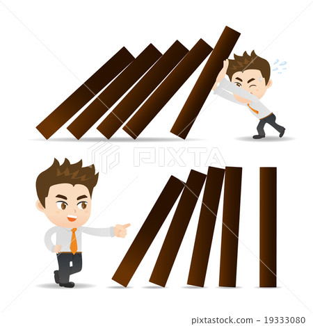 Business man push domino 19333080