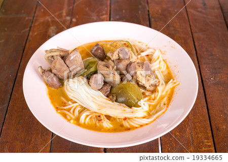 Knomjean, Thai rice vermicelli served with curry Knomjean, Thai rice vermicelli served with curry 19334665