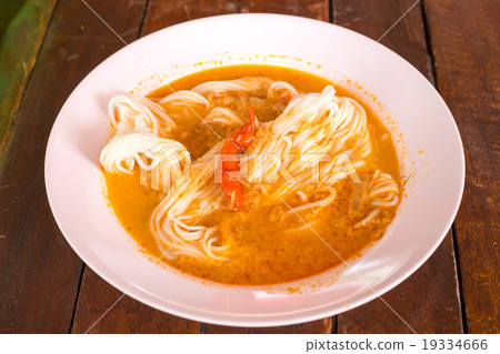 Knomjean, Thai rice vermicelli served with curry Knomjean, Thai rice vermicelli served with curry 19334666