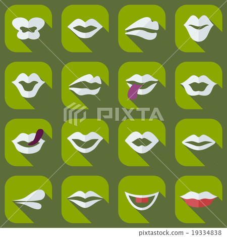 Flat concept, set modern design with shadow lips Flat concept, set modern design with shadow lips 19334838